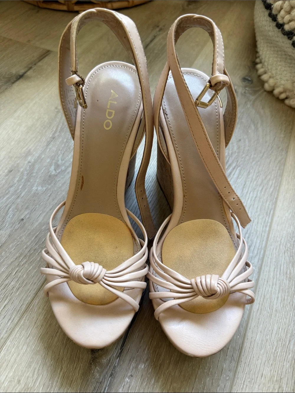 ALDO Blush Knot Front Slingback Wedge Sandals